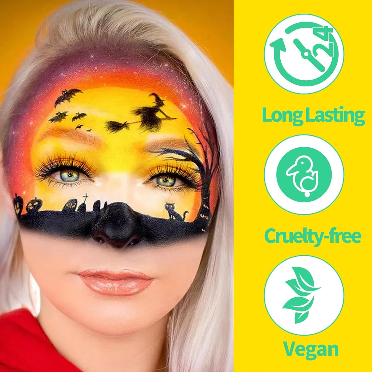 Yellow Eye Black Stick - Waterproof Face Paint for Sports & Halloween | Ideal for Baseball, Softball, Football, Lacrosse