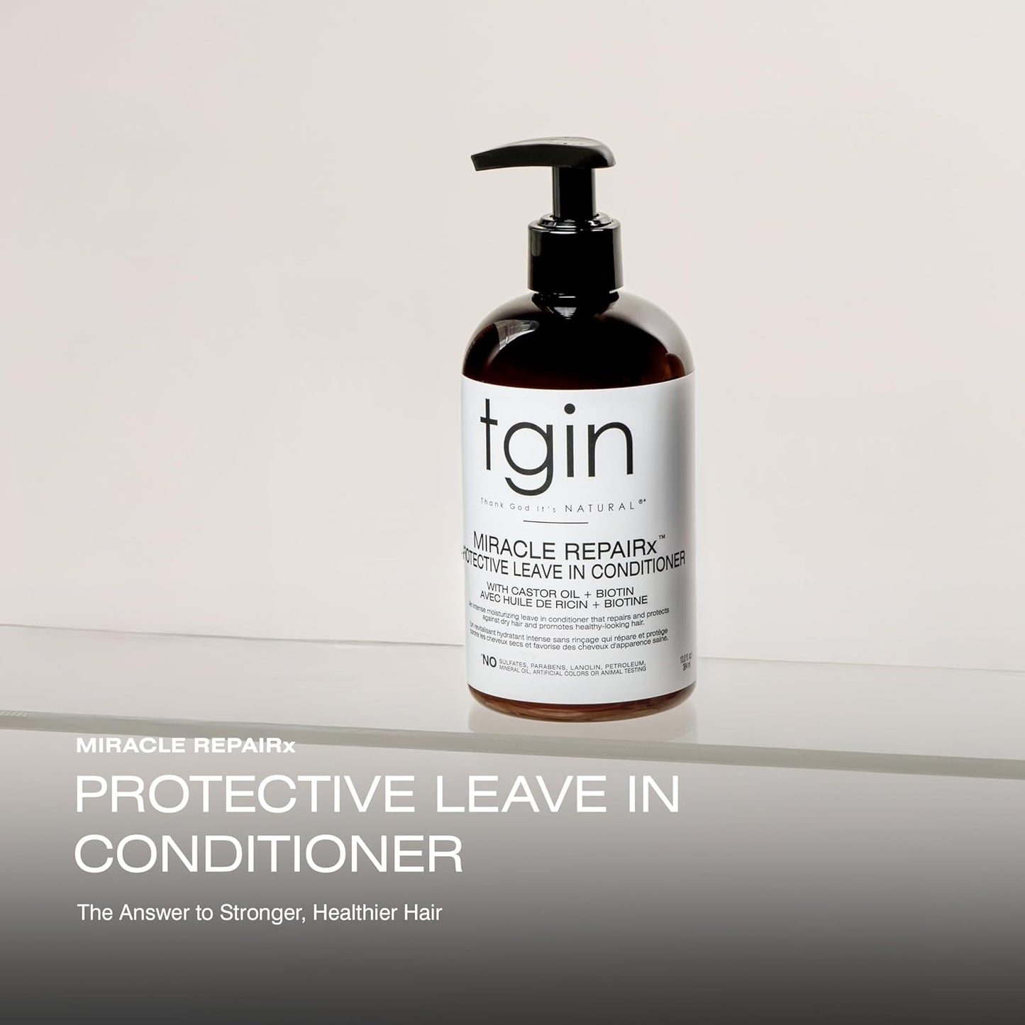 tgin Miracle RepaiRx Leave-In Conditioner - Biotin & Black Castor Oil for Curly, Coily, Wavy Hair | 13 oz