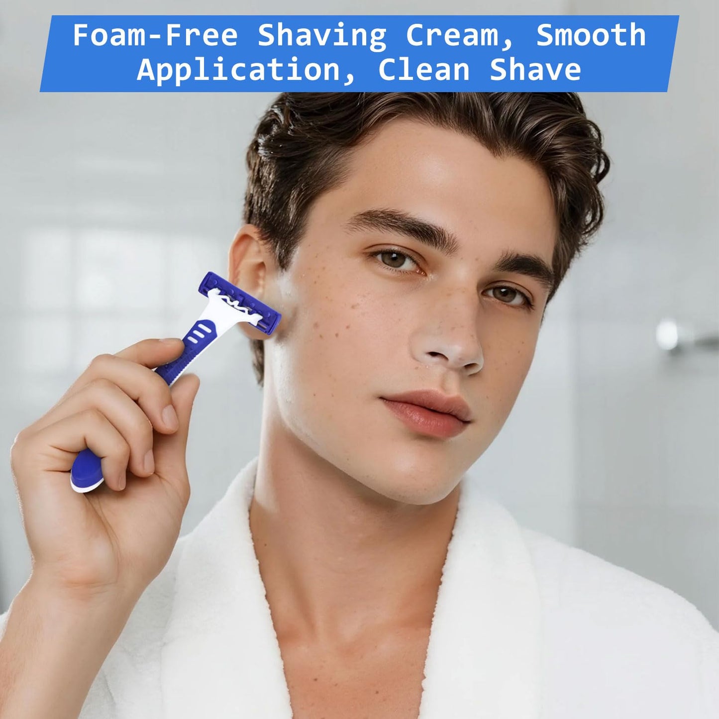 Disposable Razors Bulk, Razors Individually Wrapped Bulk, Travel Razors Bulk With 10g Shaving Cream For Hotels, Shelters, Homeless, Nursing Homes, Charities, Churches (Blue,30-PACK)