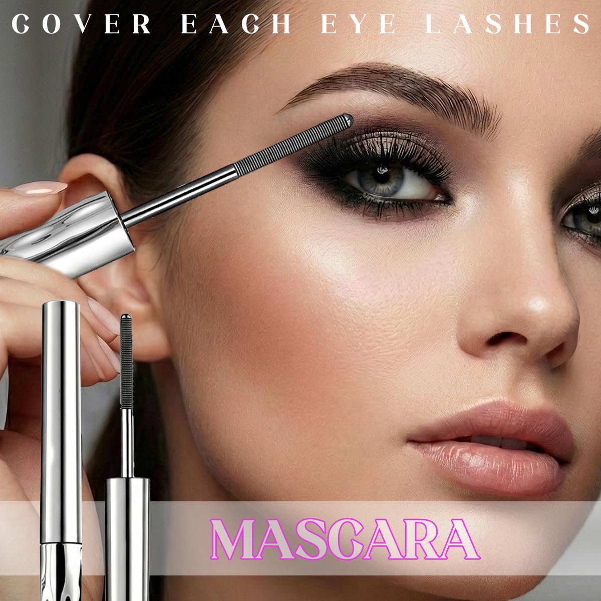 3D Curling Eyelash Iron Mascara, Ultra-Fine Lengthening Waterproof Quick-Dry Metal Wand Mascara Tubing, Washable, Long-lasting, Smudge Proof & No Flaking (Black)