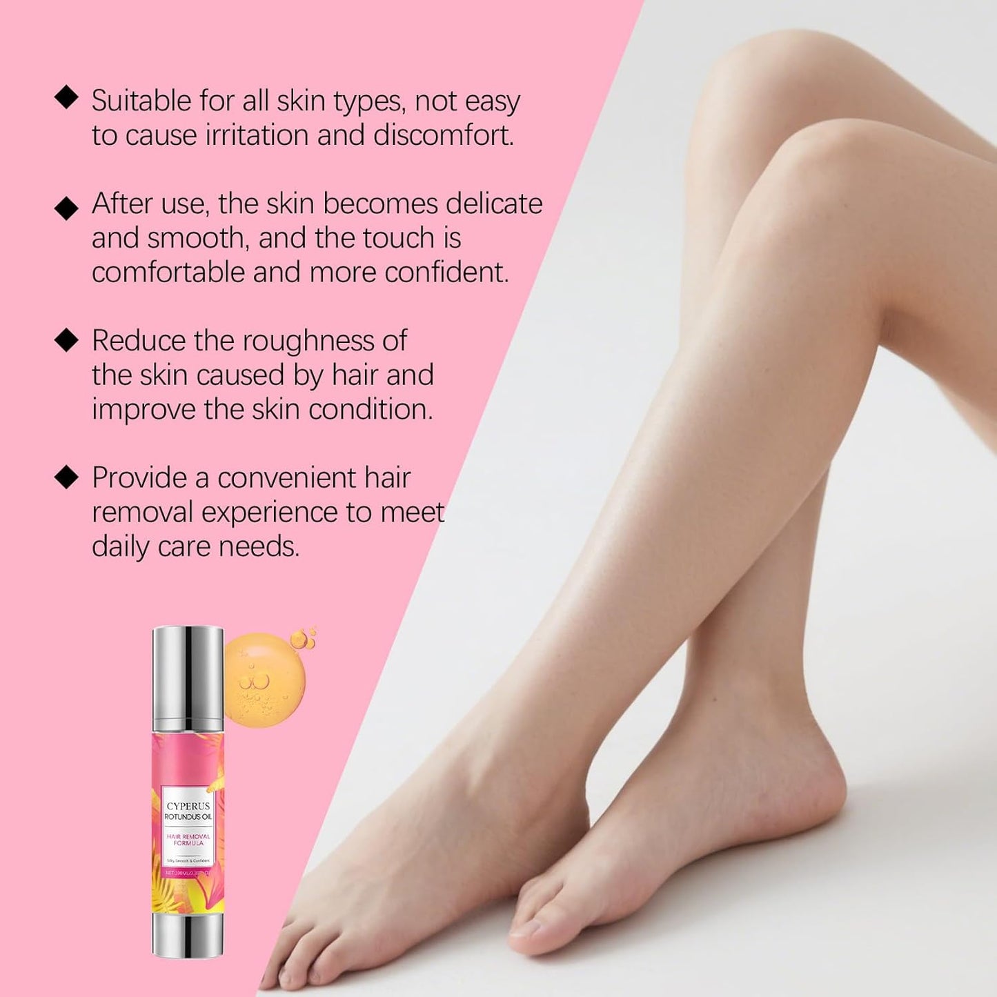 Cyperus Rotundus Oil for Hair Removal - 100ml Natural Oil Reducing Body Hair Growth | Suitable for All Skin Types
