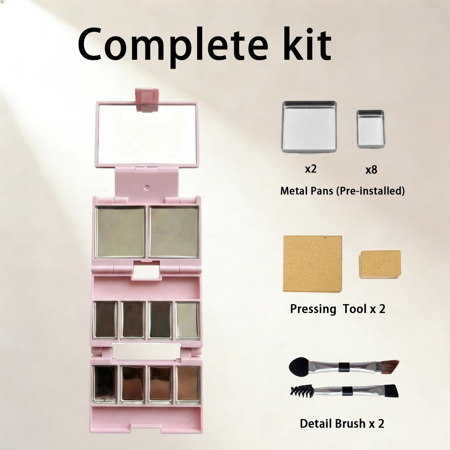 Pink Mini Magnetic Empty Eyeshadow Palette with Mirror – Compact Fixed-Slot Makeup Palette for DIY Blush, Lipstick & Pressed Powder, Travel-Ready, 1 Pack