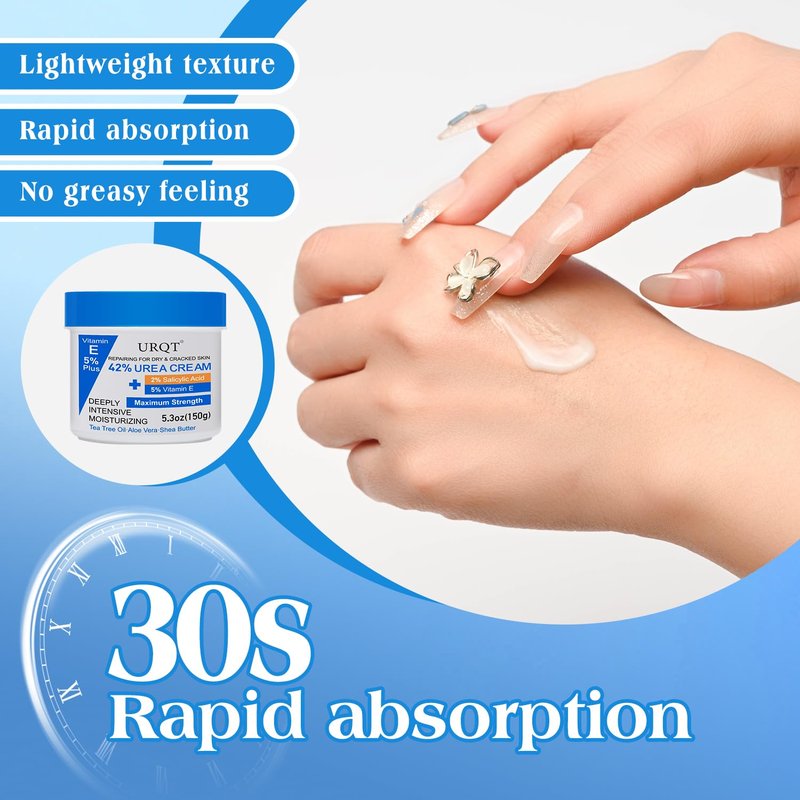 Urea Cream for Dry & Cracked Skin - 42% Moisturizer with Salicylic Acid, Vitamin E & Aloe Vera | Foot & Hand Repair Cream