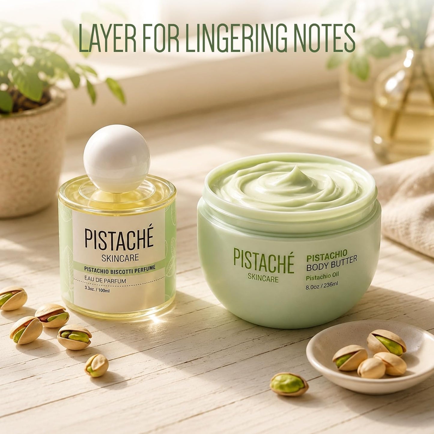 Pistaché Skincare Pistachio Oil Whipped Body Butter - Rich Moisturizer with Vitamin E | 8 oz for Dry Skin