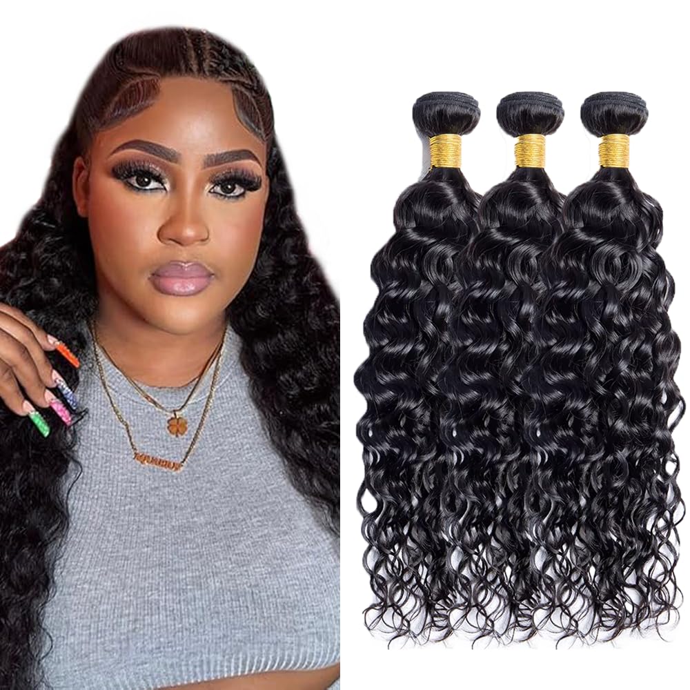 24 26 28 inch Water Wave Bundles Human Hair Wet and Wavy Bundles Human Hair Deep Curly Bundle Quick Weave Extensions 150g