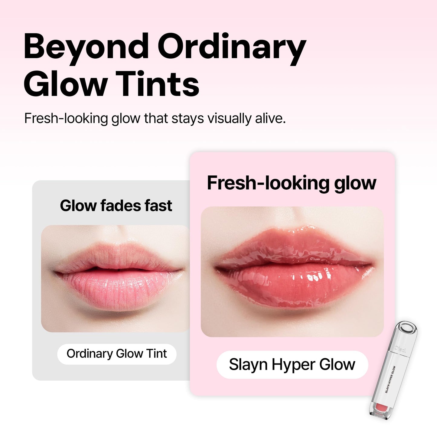 Oiad Slayn Hyper Glow Lip Gloss Tint, Long-Lasting Fresh-Looking Color, Non-Sticky Glassy Shine, Curved Scoop Applicator(04 Teen)