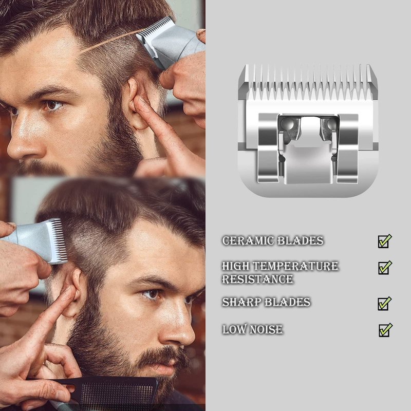 2 Packs Professional Detachable Replacement Ceramic Blades Size 3-3/4,Cut Length 13mm,compatible with Andis/oster Classic 76/Star-Teq/Power-Teq/A5 Clipper