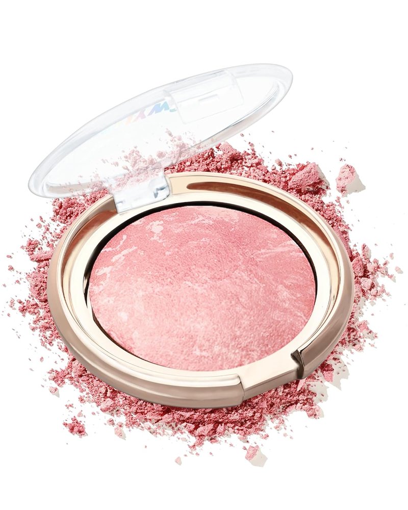 Peachy Pink Glow Marbleized Blush Powder Palette - Shimmer Blusher & Eyeshadow for Lightweight Satin Makeup | Ideal Mother's Day Gift