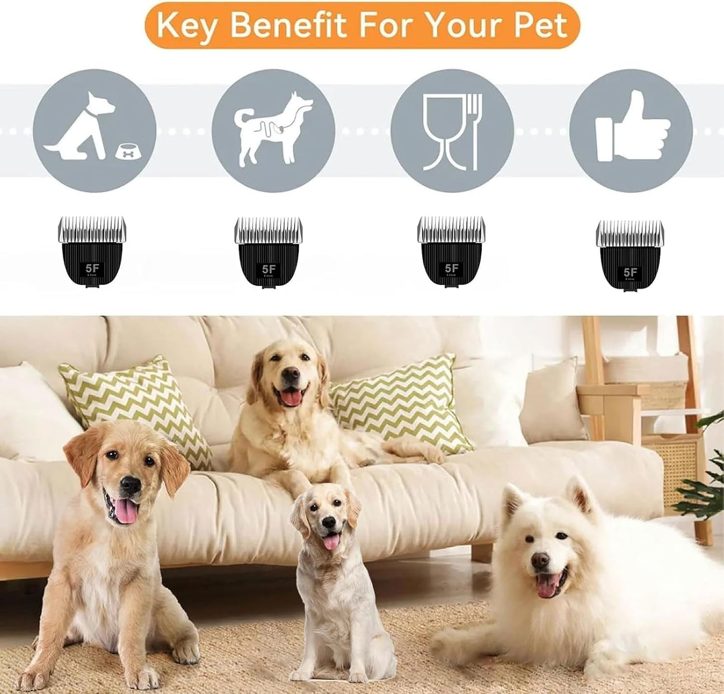Replacement Blade for Nebot P1 Pro Pet Grooming Kit - 5F Cut Length 1/4” (6.3mm) | 2 Pack