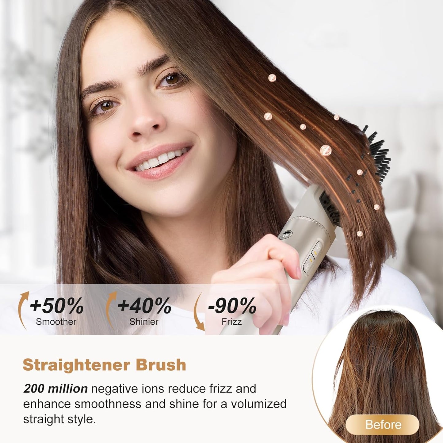 7MAGIC 7-in-1 Hot Air Styler - Versatile Hair Dryer Brush with Auto-Wrap Curlers | Fast Drying & Volumizing, Champagne Gold