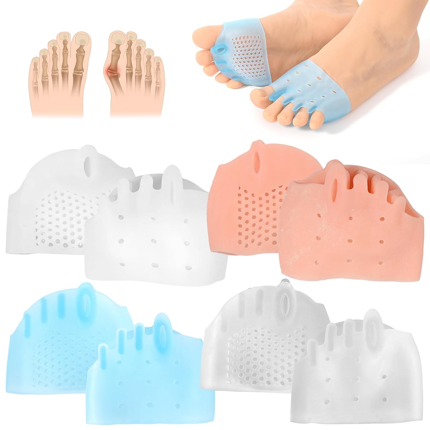 Zivyes Silicone Toe Separators - 4 Pairs for Bunion Relief & Toe Spreading | Unisex Comfort