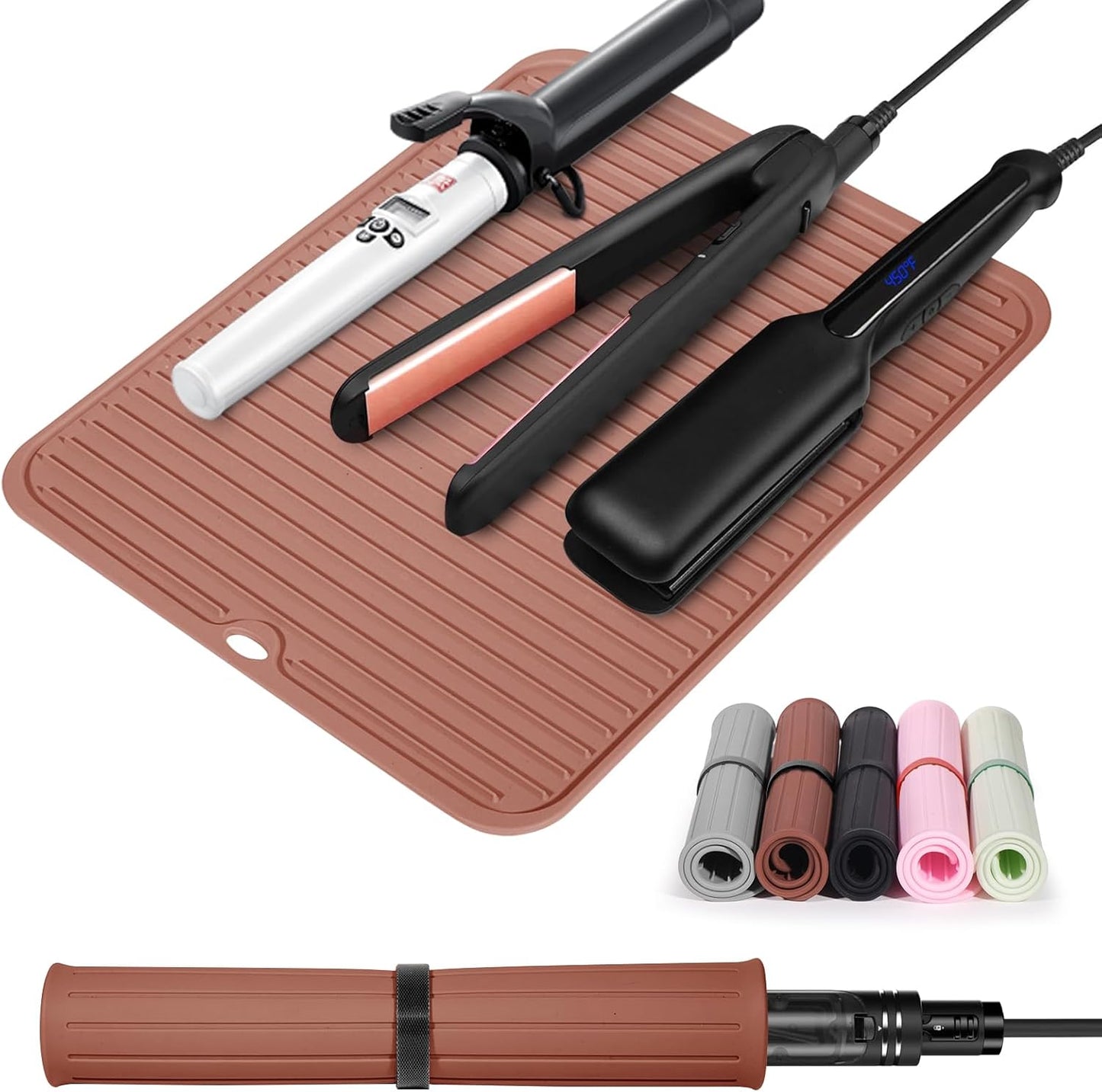 Heat Resistant Silicone Mat for Hair Styling Tools - Protects Surfaces | Ideal for Curling Irons & Flat Irons