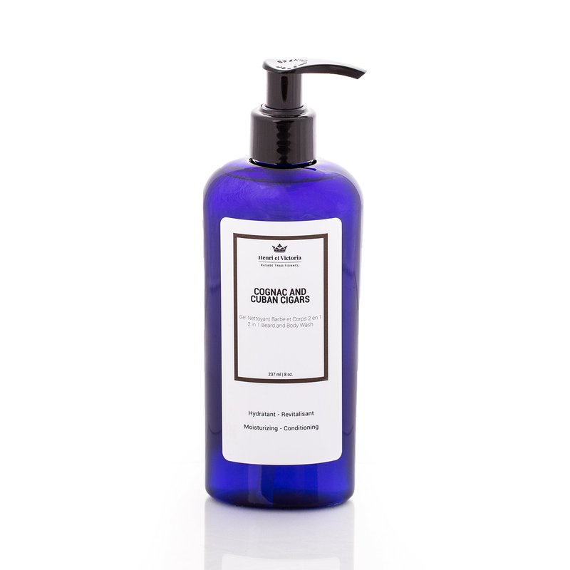 HENRI ET VICTORIA Beard Wash | Canadian Made by Skilled Artisan | Moisturizing and Soothing | 228 g (8oz) (Cognac and Cuban Cigars)
