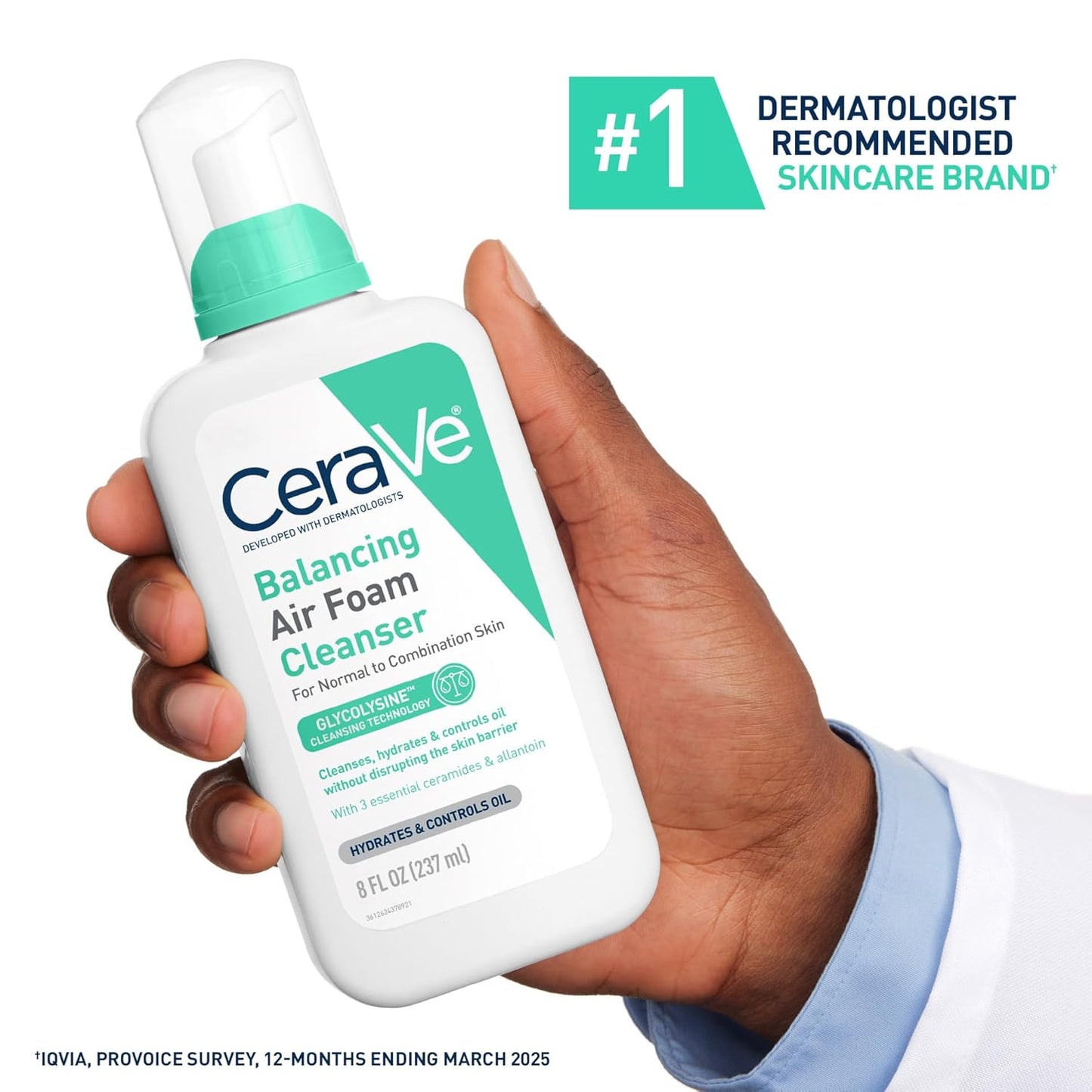 CeraVe Balancing Air Foam Face Wash - Foaming Cleanser for Combination Skin | 8oz, Fragrance-Free, Non-Comedogenic