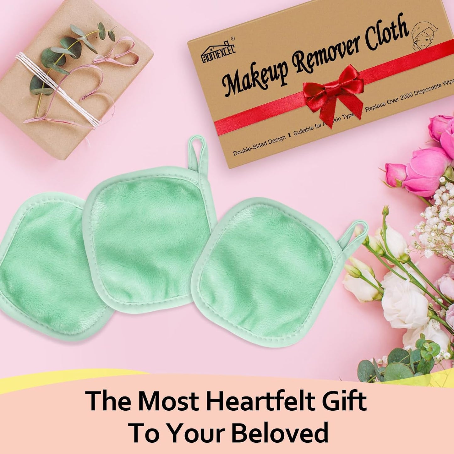 Makeup Remover Cloths - Reusable Ultra Soft Facial Cleansing Pads | 12 Count, 5x5 In, Green