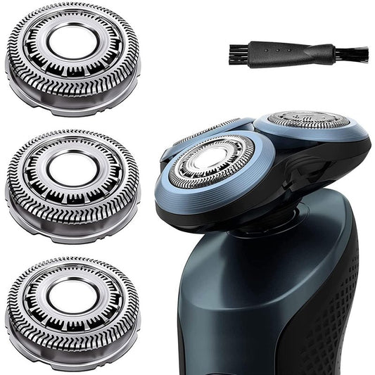 Suleto SH60/72 Replacement Shaver Heads Compatible with Philips Series 6000, SH60 Shaving Heads Compatible with Norelco S6880/81, S6810/82, S6850/85, 3-Pack with Cleaning Brush