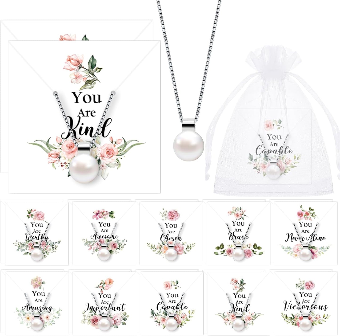 Christian Faith Pearl Necklaces - Elegant Church Gifts for Moms & Women | Bulk Options Available (10/20/40)
