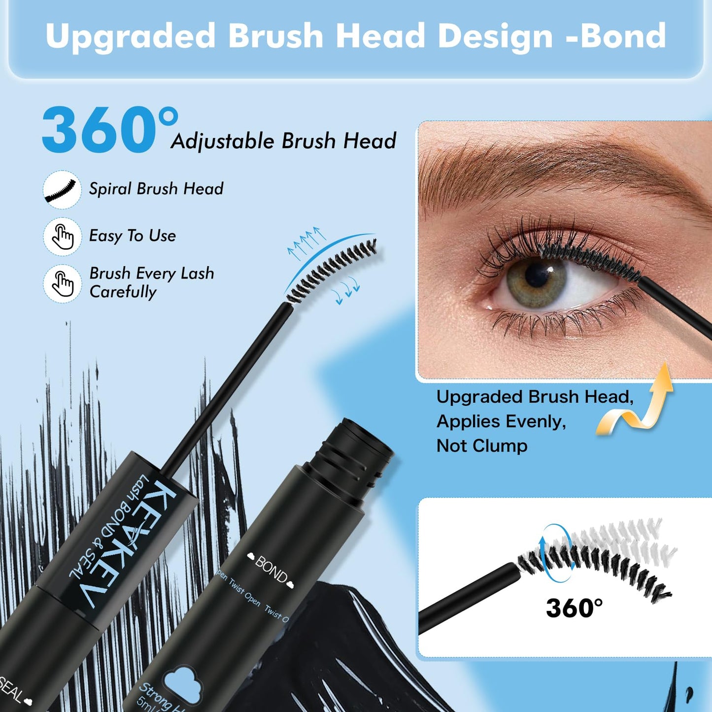Lash Bond and Seal Lash Remover For Lash Extensions 3 In 1 Kit Strong Hold Bond and Seal Lash Glue Gentle Quick Removal Lash Cluster Remover DIY Lash Extension At Home,Easy to Use(10ml+5ml)