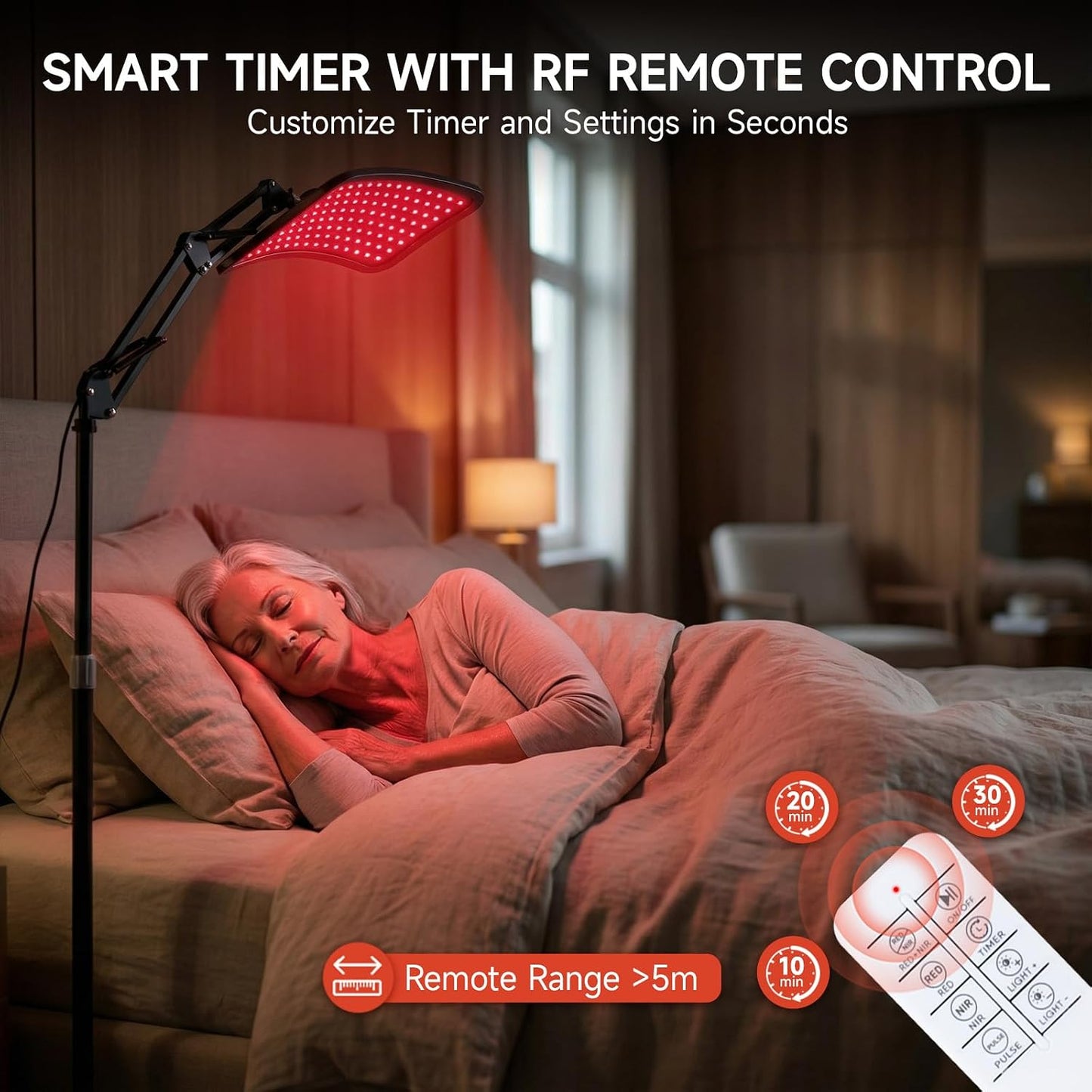 Renergy Red Light Therapy Lamp - 660nm & 850nm Infrared Panel for Face & Body | Portable LED Device with Remote Control