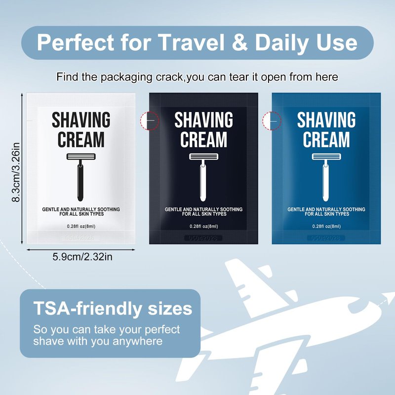Shaving Cream Bulk Travel 8ml/0.28fl oz,Disposable Shaving Cream in Bulk Travel Shave Cream for Hotel Homeless （Jasmine, white tea and Unscented,pack of 60)