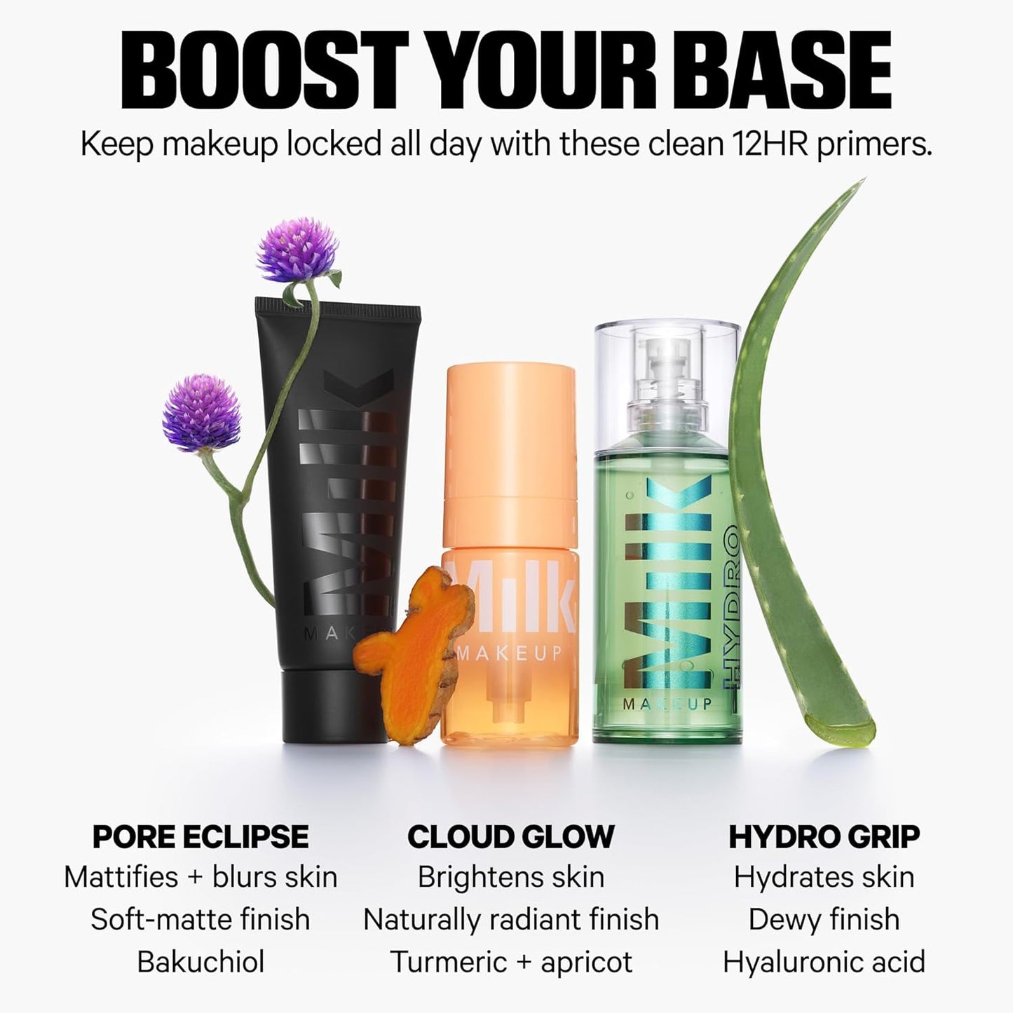 Milk Makeup Hydro Grip Primer - Hydrating Face Primer with Hyaluronic Acid & Niacinamide | Silicone-Free, Lightweight Gel