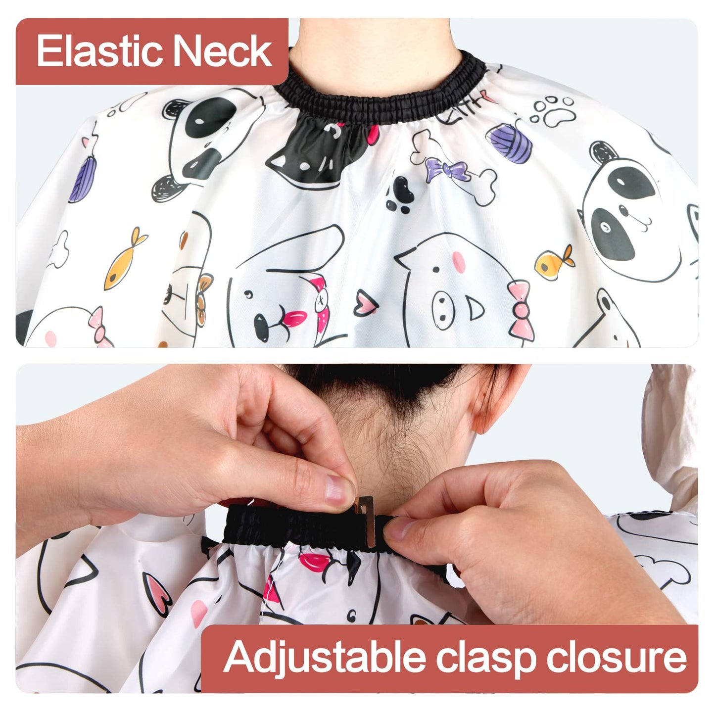 Kids Hair Cutting Cape (2 Pack) Professional Children Salon Barber Apron for Boys and Girls (Cartoon Cat & Cartoon Fish)