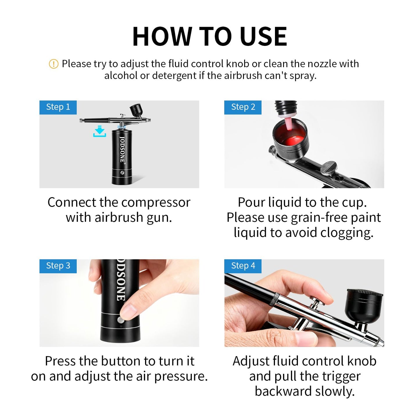 Airbrush Kit - Rechargeable Spray Compressor with 3 Pressure Settings | Cordless Air Brush for Nail Art, Makeup, Cake Decorating, Model Painting - Black