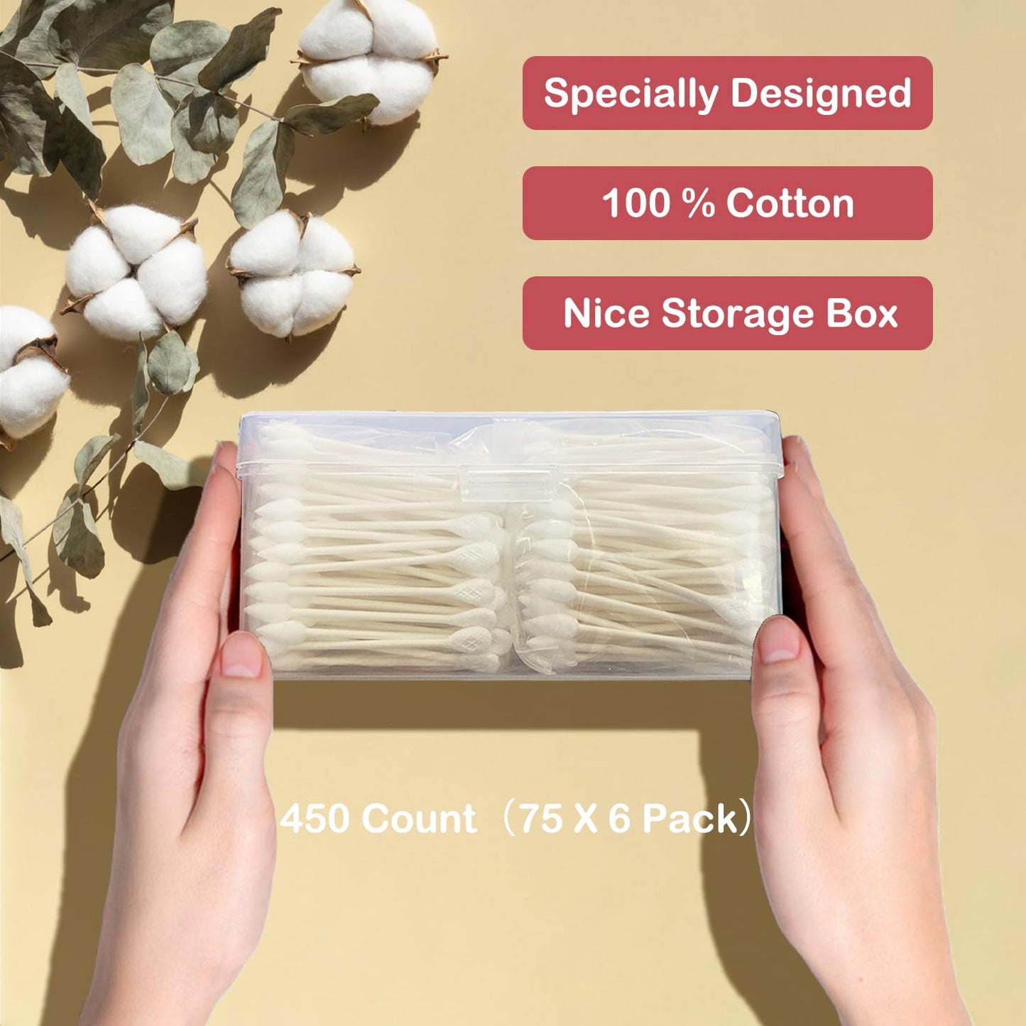 Precision and Flattened Tip 450pcs Cotton Swabs For Makeup,Beauty Tools & Personal Care