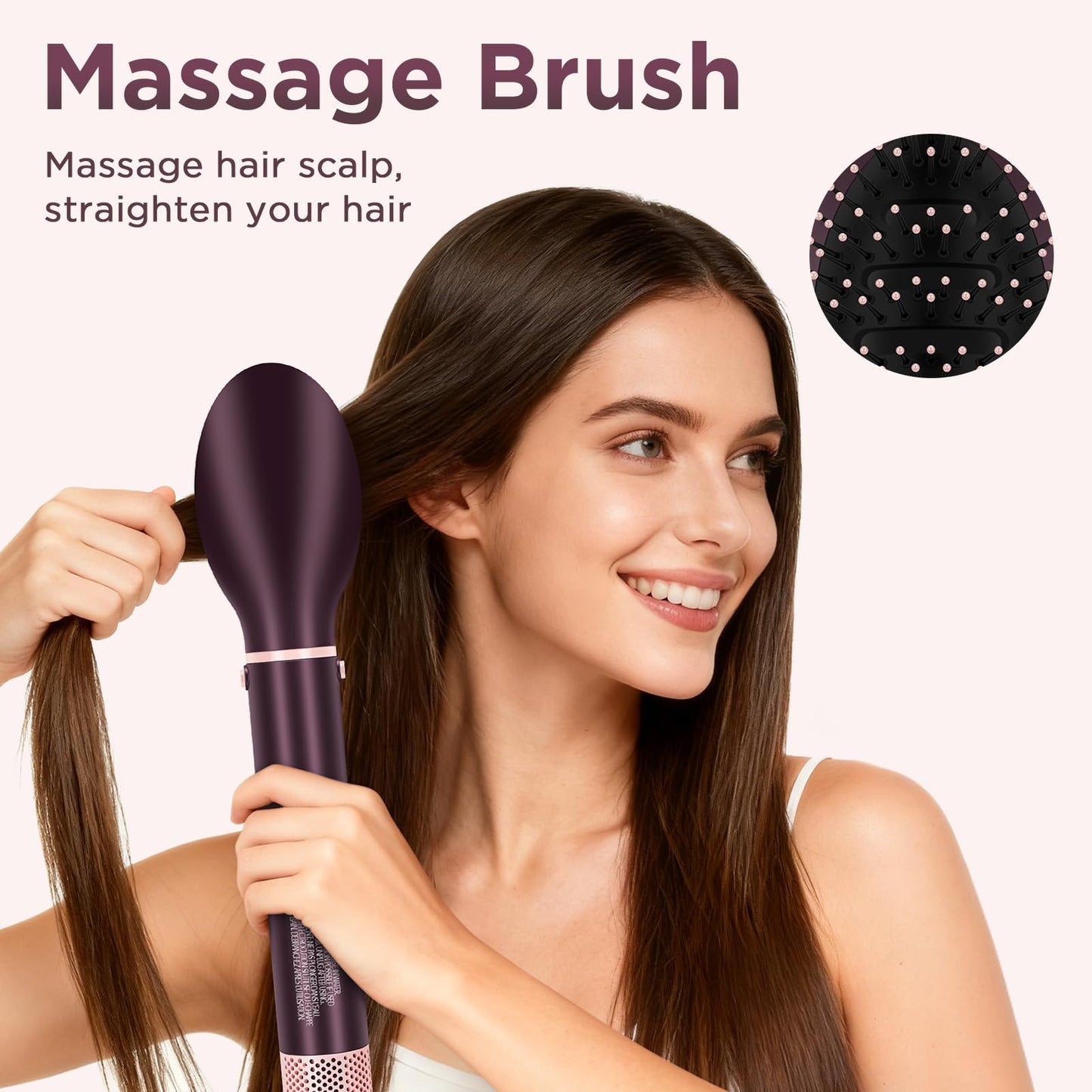 7-in-1 Hot Air Styler,MaxAIR 2.0,PARWIN PRO BEAUTY Travel Dual Voltage Multi-Styler Set,110,000RPM High Speed Hair Dryer Brush with Air Hair Straightener,1.1 Inch Auto-Wrap Curlers,Jasper Plum