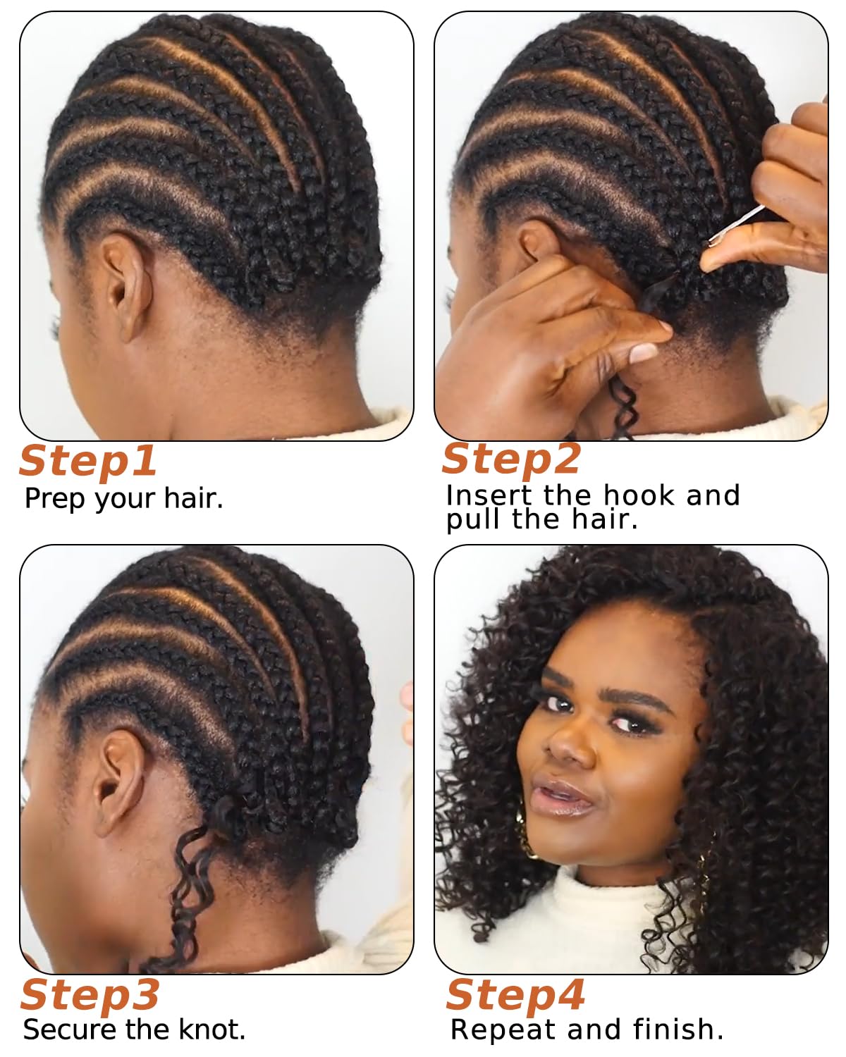 BEEOS Deep Wave Highlights Crochet Human Hair P4/27, Pre-Separated Miracle Knots Feather Crochet Hair for Women, Brown with Honey Blonde 160g 20 Inch