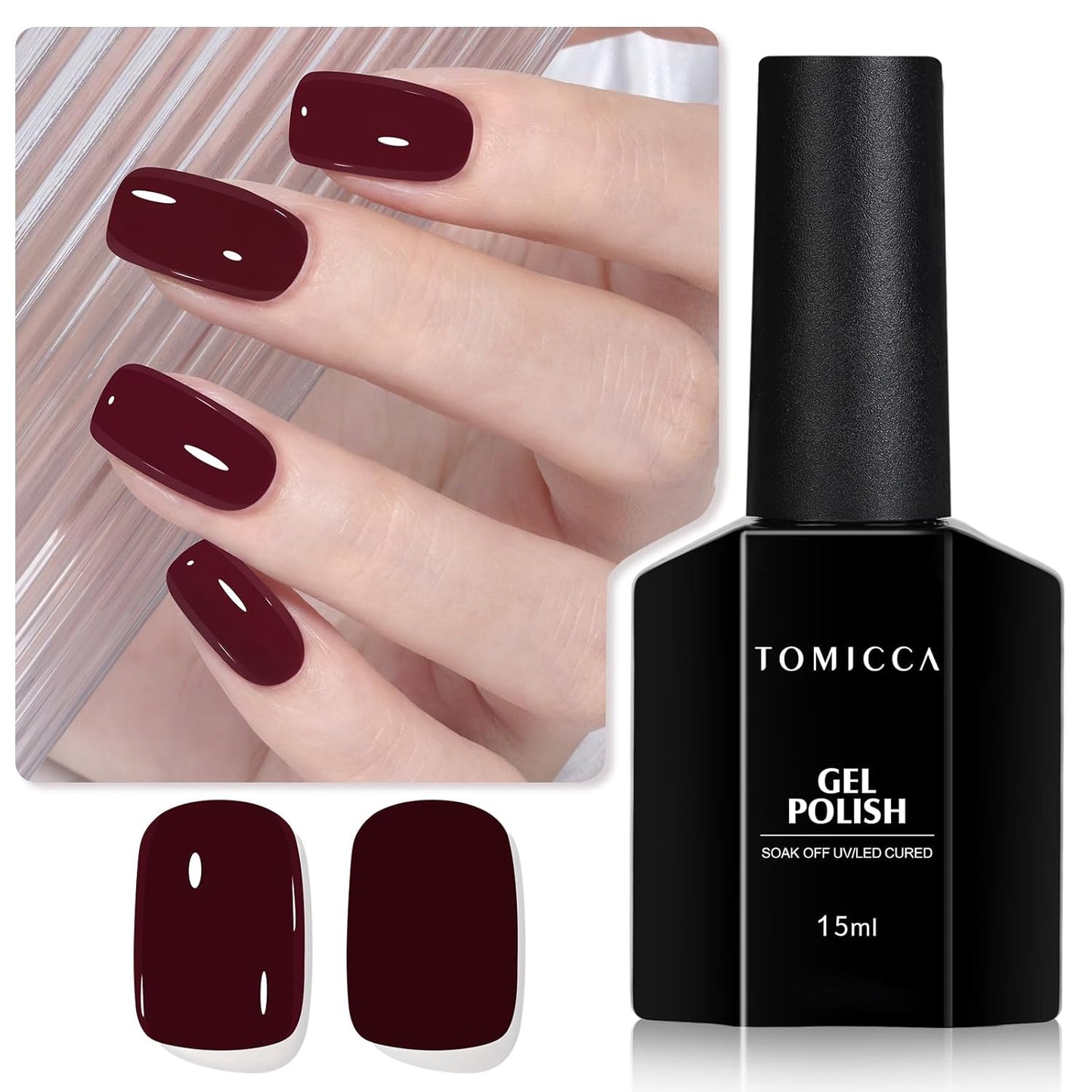 TOMICCA Gel Nail Polish - Dark Orange Autumn Winter Color | Long Lasting High Gloss Soak Off UV LED for DIY Manicure