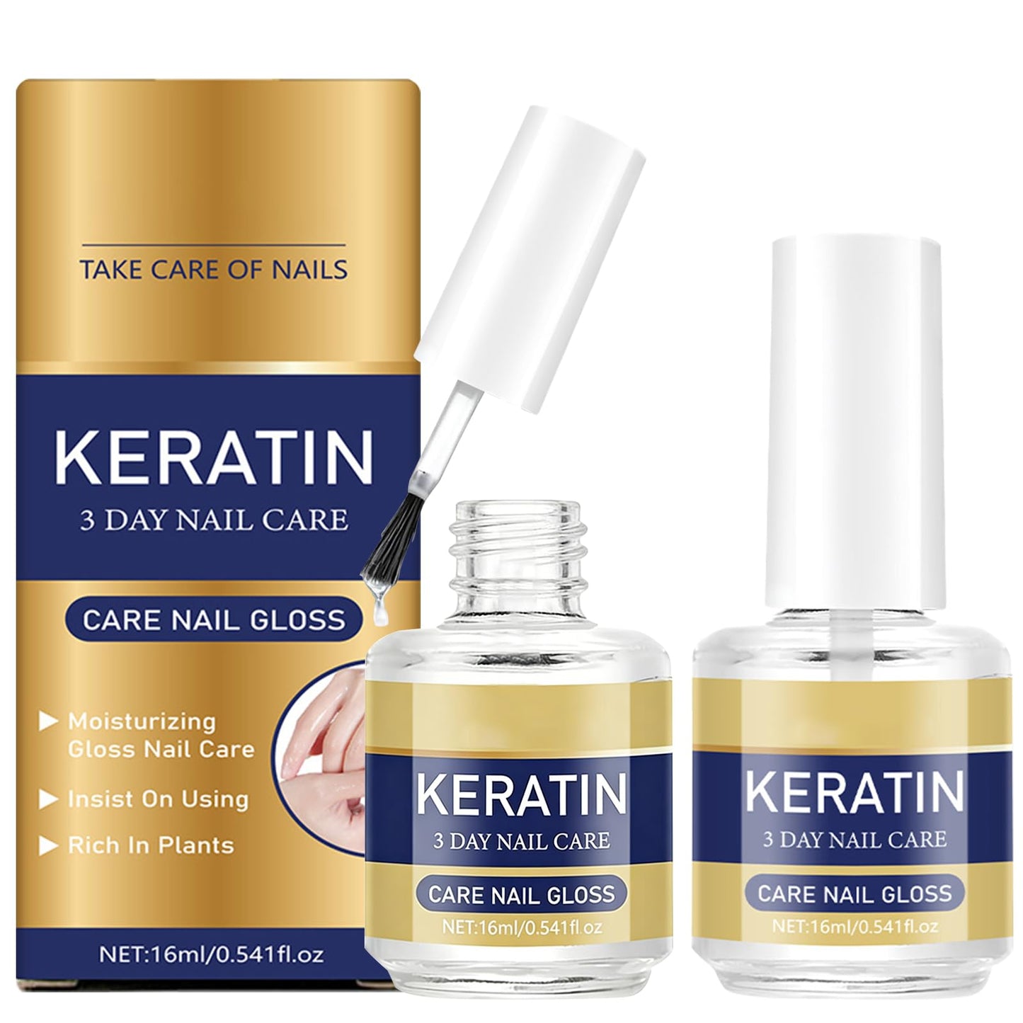 Keratin 3 Days Nail Care Oil, Keratin & Amino Acid Nail Oil, Aloe Vera & Lavender Cuticle Oil (2Pcs)