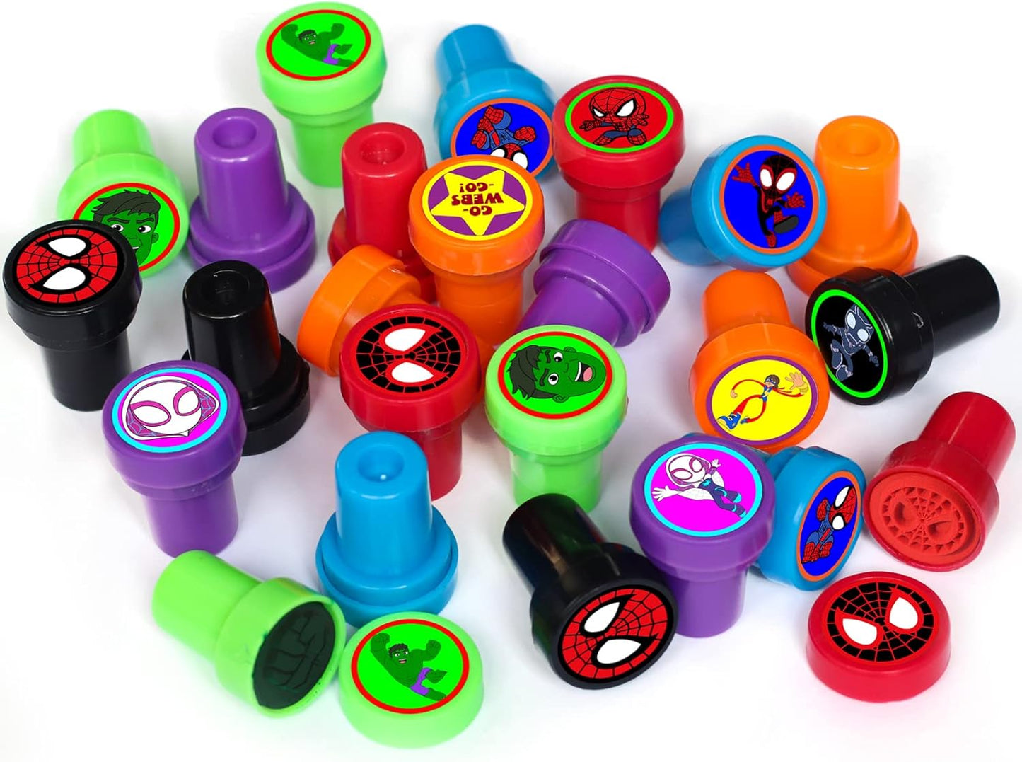 Spidey Stampers Set - 24 Pcs Birthday Party Supplies | Fun Goody Bag Treats