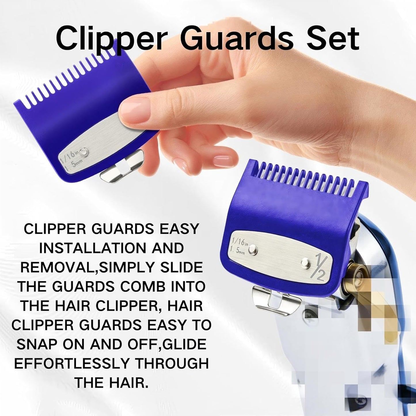 Clipper Guards Set - 2 Pack Compatible with Wahl | 1/16" 1.5mm Metal Hair Clipper Guide Combs for Barbers & Stylists - Blue
