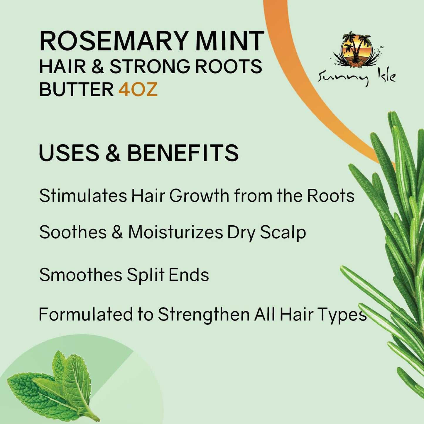Sunny Isle Rosemary Mint Hair & Strong Roots Butter 2oz - Biotin, Jamaican Black Castor Oil