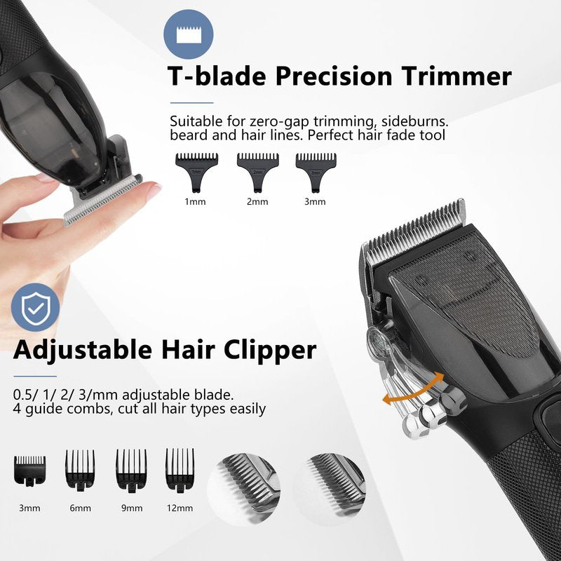 Bomic Hair Clippers for Men Professional, Barber Clippers and Trimmer Set, Hair Clipper& Hair Trimmer & Electric Foil Shavers Razor Kit, Hair Cutting kit, Cordless Mens Grooming Kit-Gold