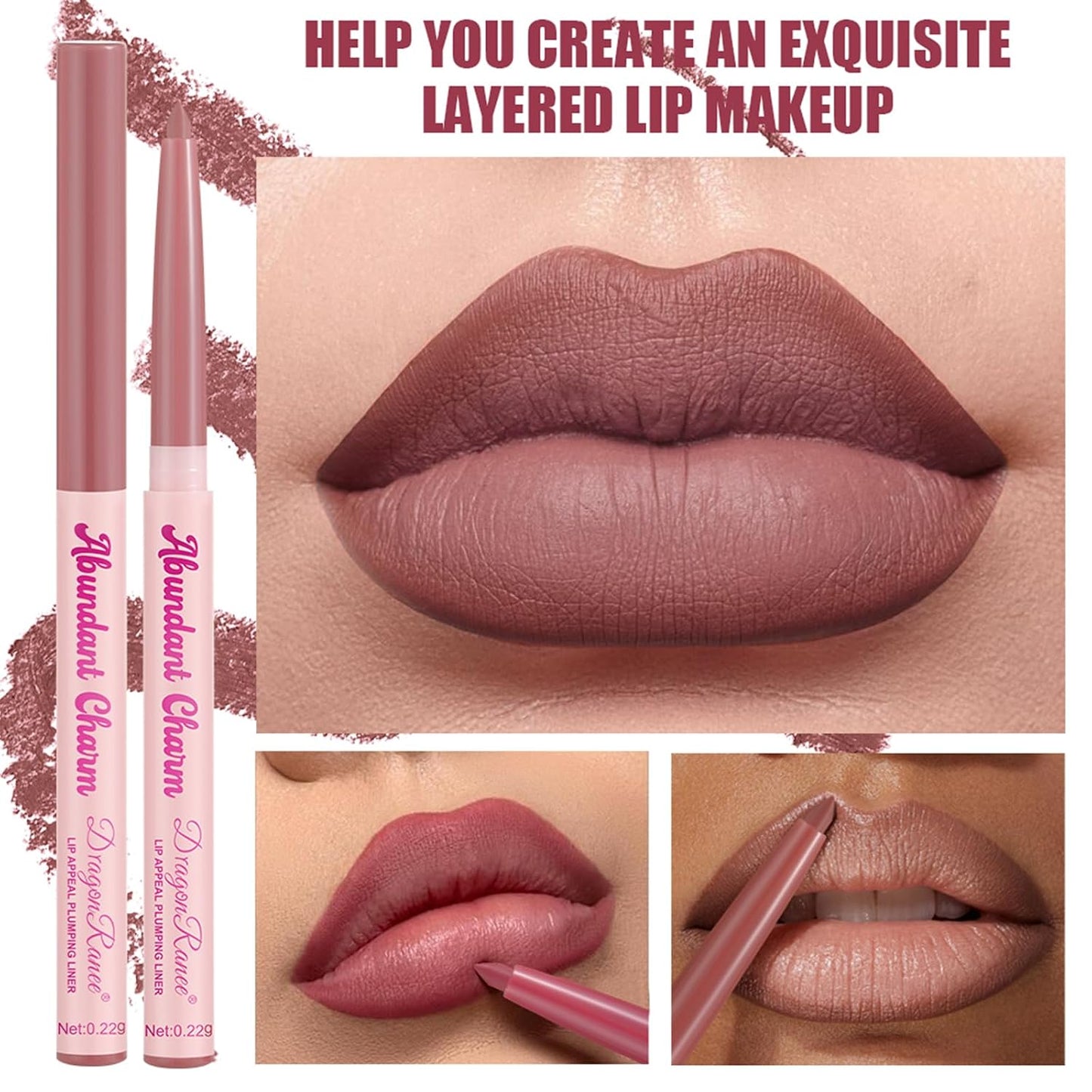 Dulele 12 Colors Matte Lip Liner Set - Smooth, Long-Lasting Waterproof Lip Liners | Ultra-Fine Brown, Pink, Red Shades for Daily Makeup