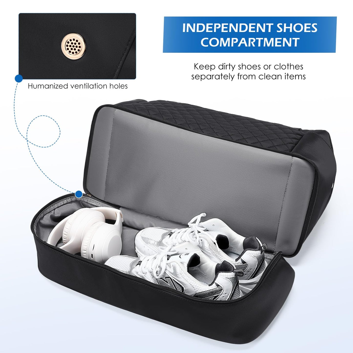 MDODO Travel Duffel Bag for Women Weekender Overnight Carry on Tote with Shoe Compartment Wet Pocket for Business Trips Travel Sports Gym Yoga Hospital, 3 Pcs Set, 43L, Black, Water-Resistant Nylon