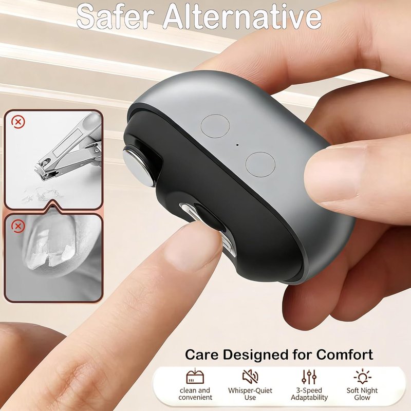 Electric Nail Clipper - 3-in-1 Automatic Trimmer with LED Light & Storage | USB Rechargeable for All Ages