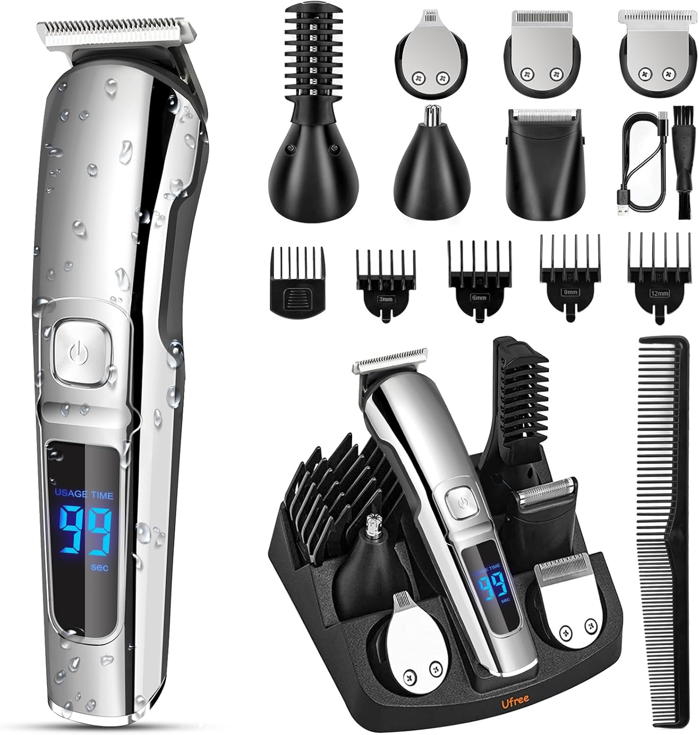 Beard Trimmer for Men - Waterproof Electric Razor for Face, Body & Mustache | Cordless Grooming Kit