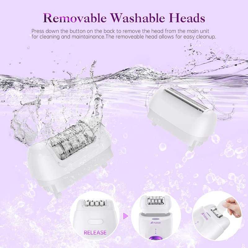 Smooth Glide Epilator for Women, Painless Rechargeable Facial Hair Removal Device, 2-Speed 36 Tweezers with LED Light, 2-in-1 Design, Smooth Skin for Face, Bikini, Arms & Legs