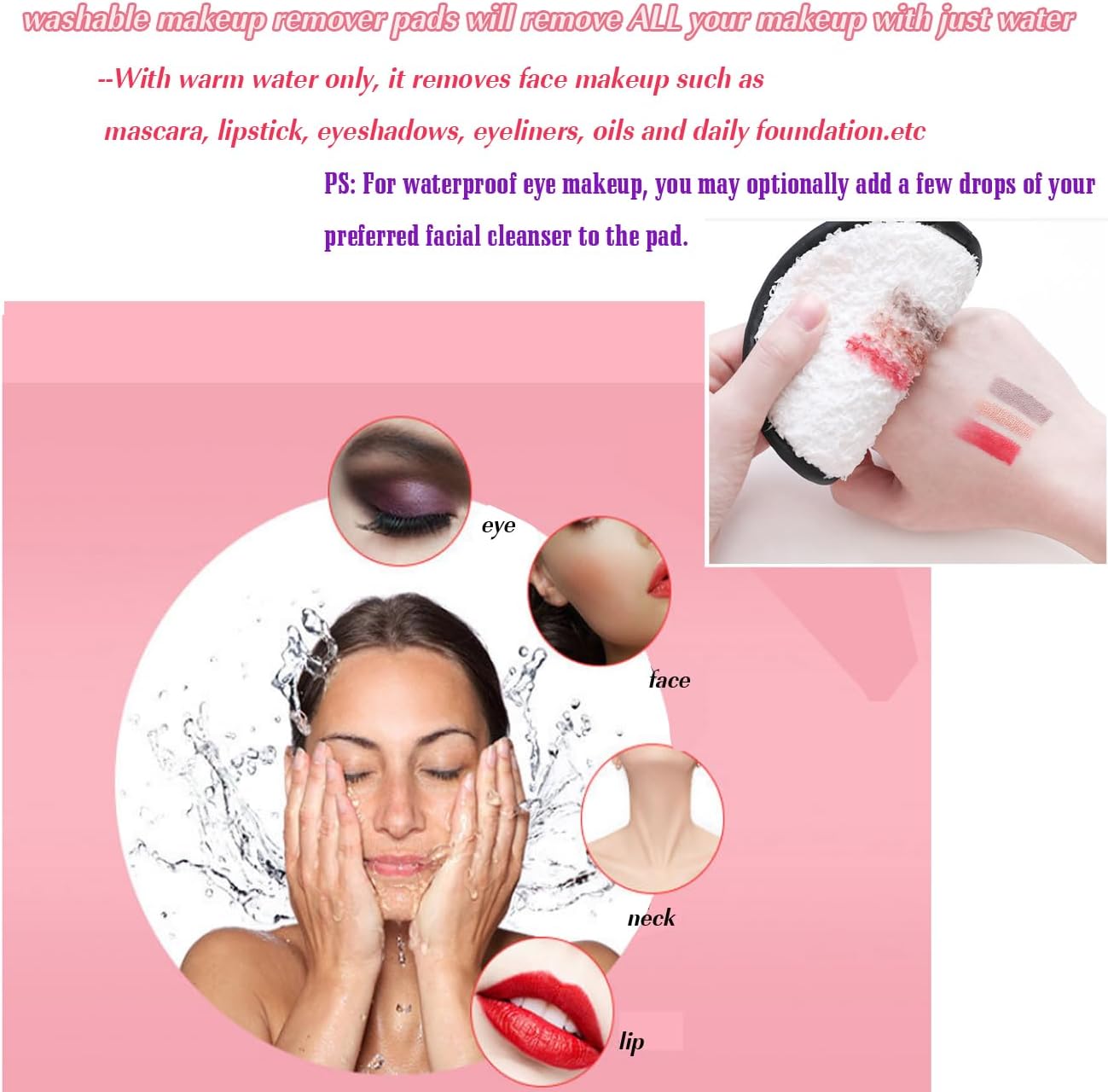 Reusable Makeup Remover Pads - Soft, Hypoallergenic Facial Wipes for Makeup Removal | 6 PCS