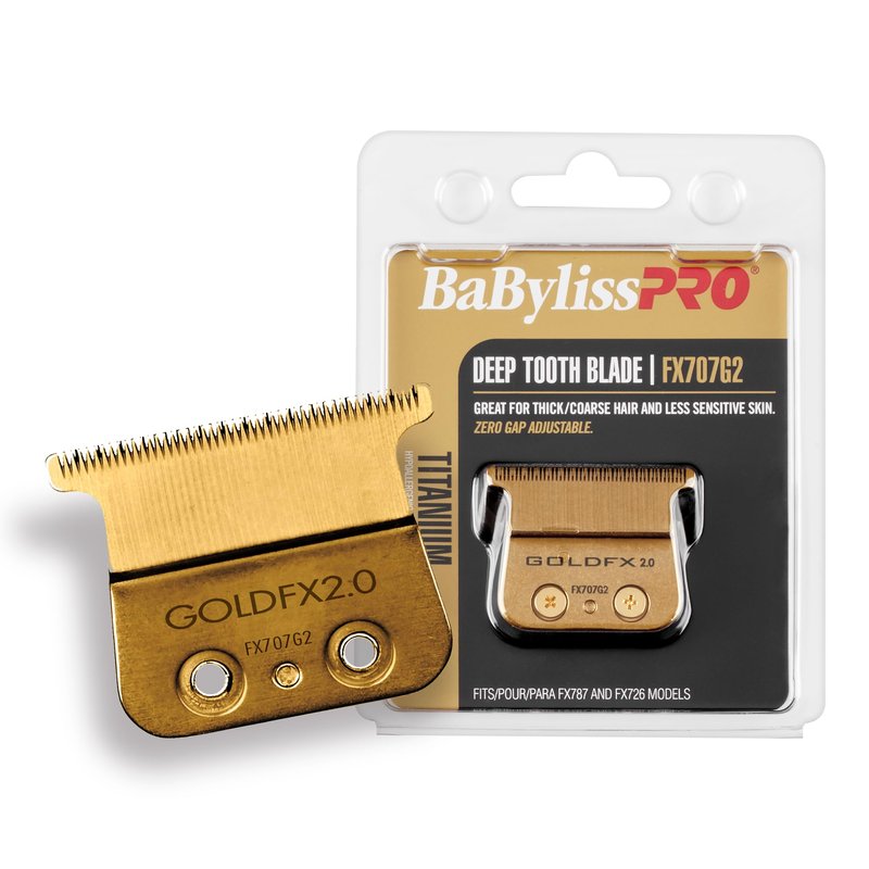 BaBylissPRO Barberology Deep Tooth Trimmer Replacement Blade for Outlining Hair Trimmers (FX707G2), Gold