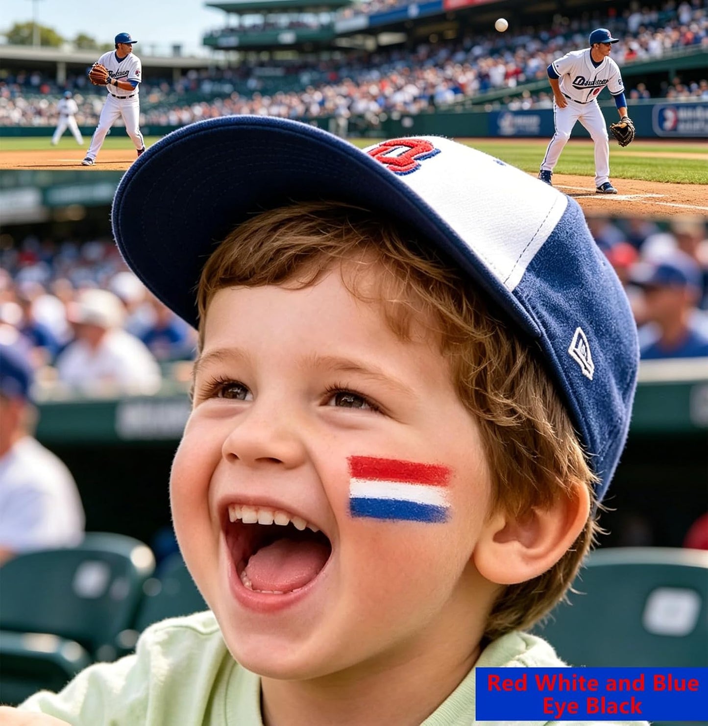 Patriotic USA Flag Face & Body Paint - Red, White & Blue Eye Black Stick for Game Day | 4th of July Accessories