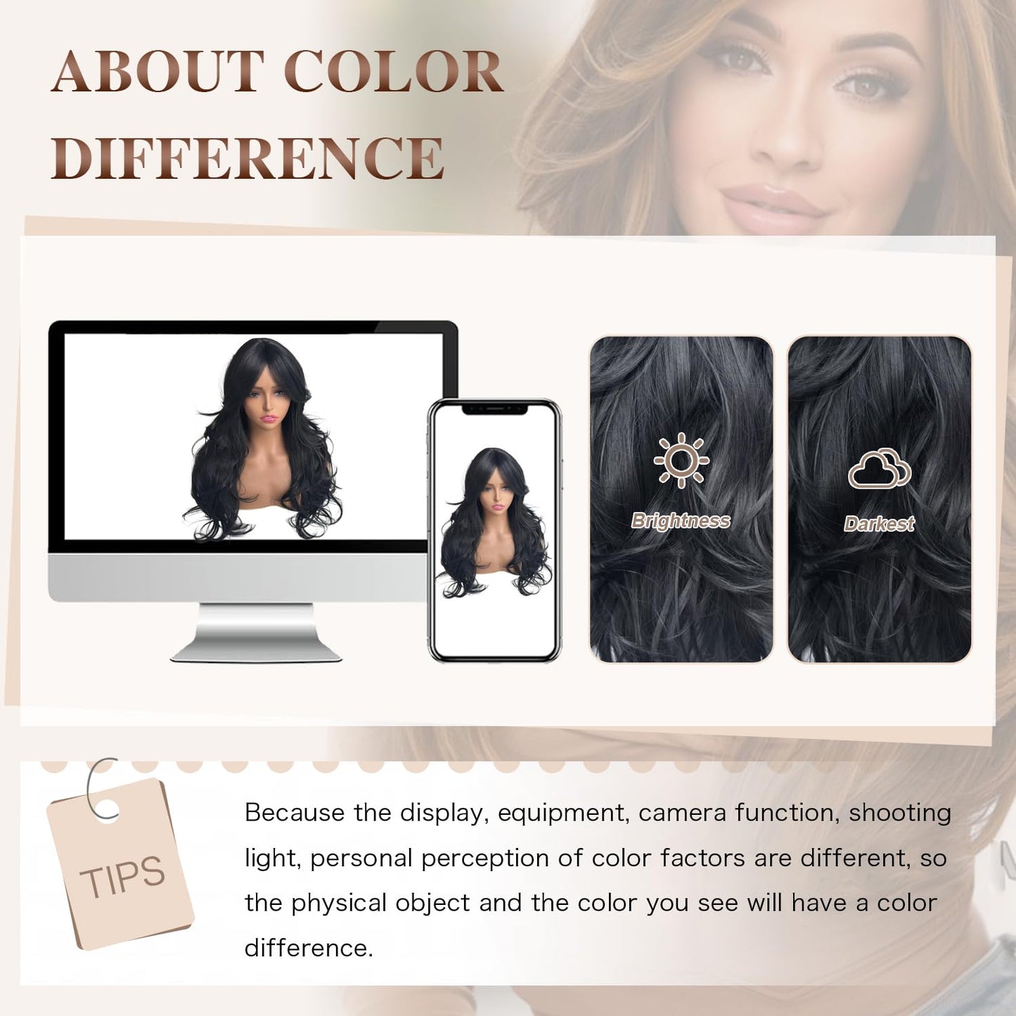 Long Black Wavy Wig for Women - Layered Synthetic Hair with Curtain Bangs | 24-Inch Natural Look