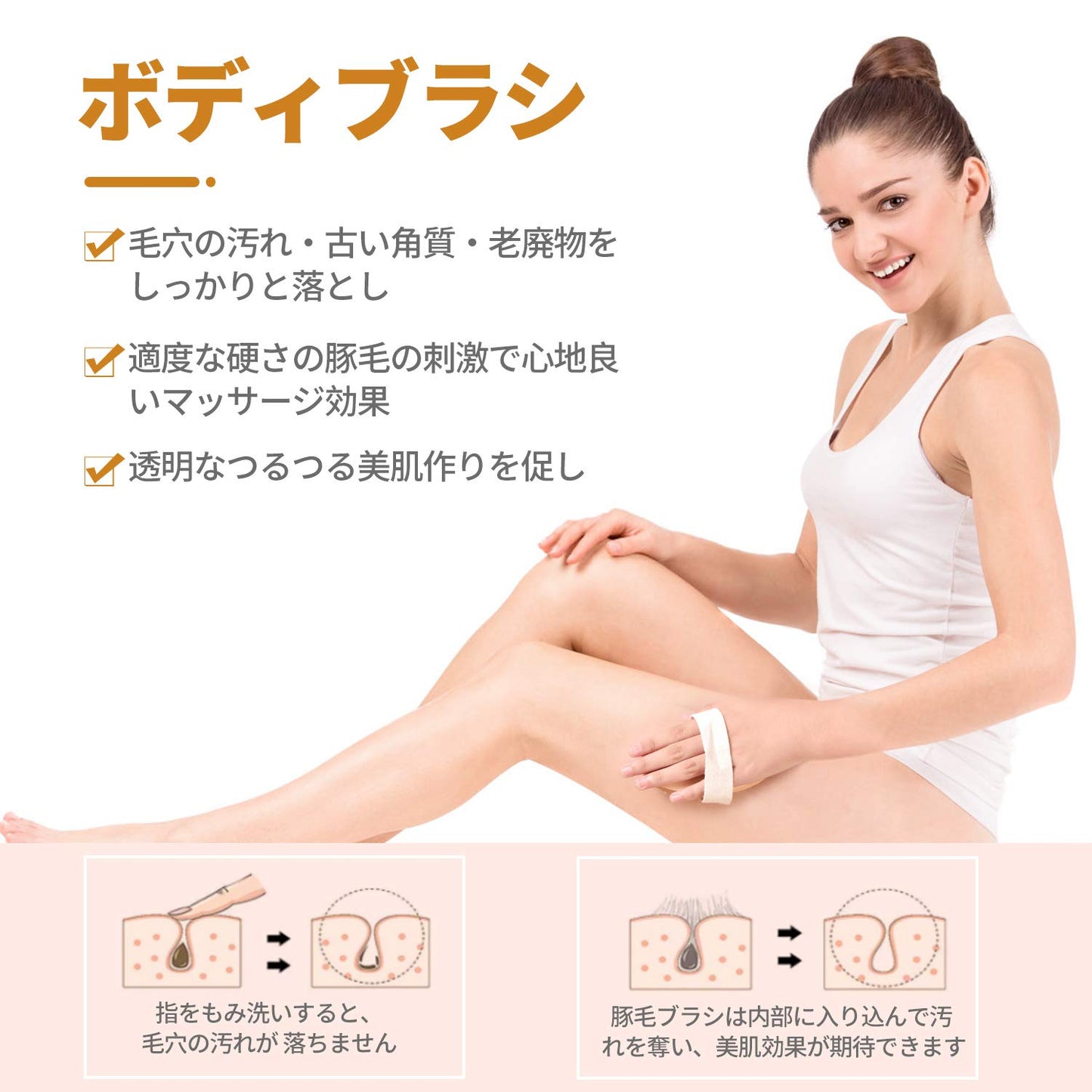 LAYUKI Body Brush for Dry or Wet Brushing and 2-Sided Foot File Scrubber Set, Exfoliating Skin, Cellulite Treatment, Foot File Scrubber with Pumice Stone