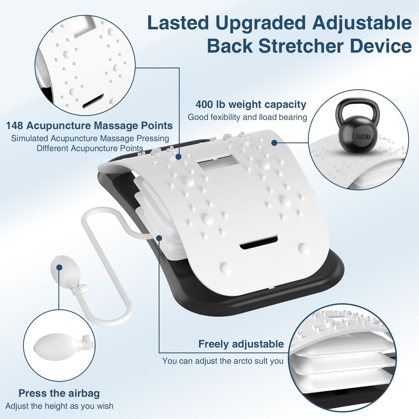Back Stretcher for Lower Back Pain Relief,Adjustable Inversion Lumbar Traction Device,Lumbar Support Board for Spinal Decompression and Scoliosis,Sciatic Nerve Release Tool,Back Cracker Board