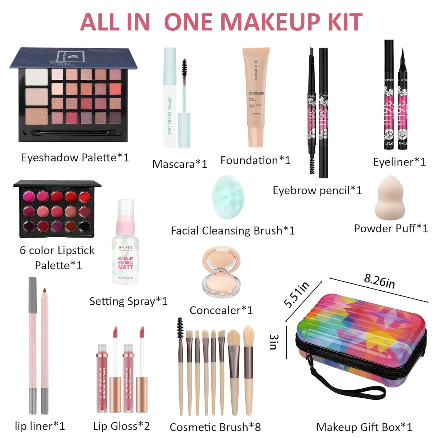 All-in-One Makeup Kit for Teens | Essential Gift Set for Women - Complete Makeup Bundle