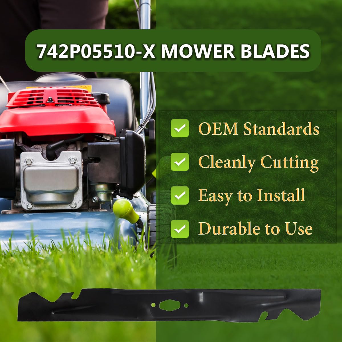 BCQNXX 742P05510-X Xtreme Mulching Mower Blade for Cub Cadet MTD Troy Bilt 46" Zero-Turn Mowers, Replaces 742-05510-X 490-110-C203 CMXGZAM110203, Compatible with Enduro XT1-LT46 XT2-LX46 (1PACK)