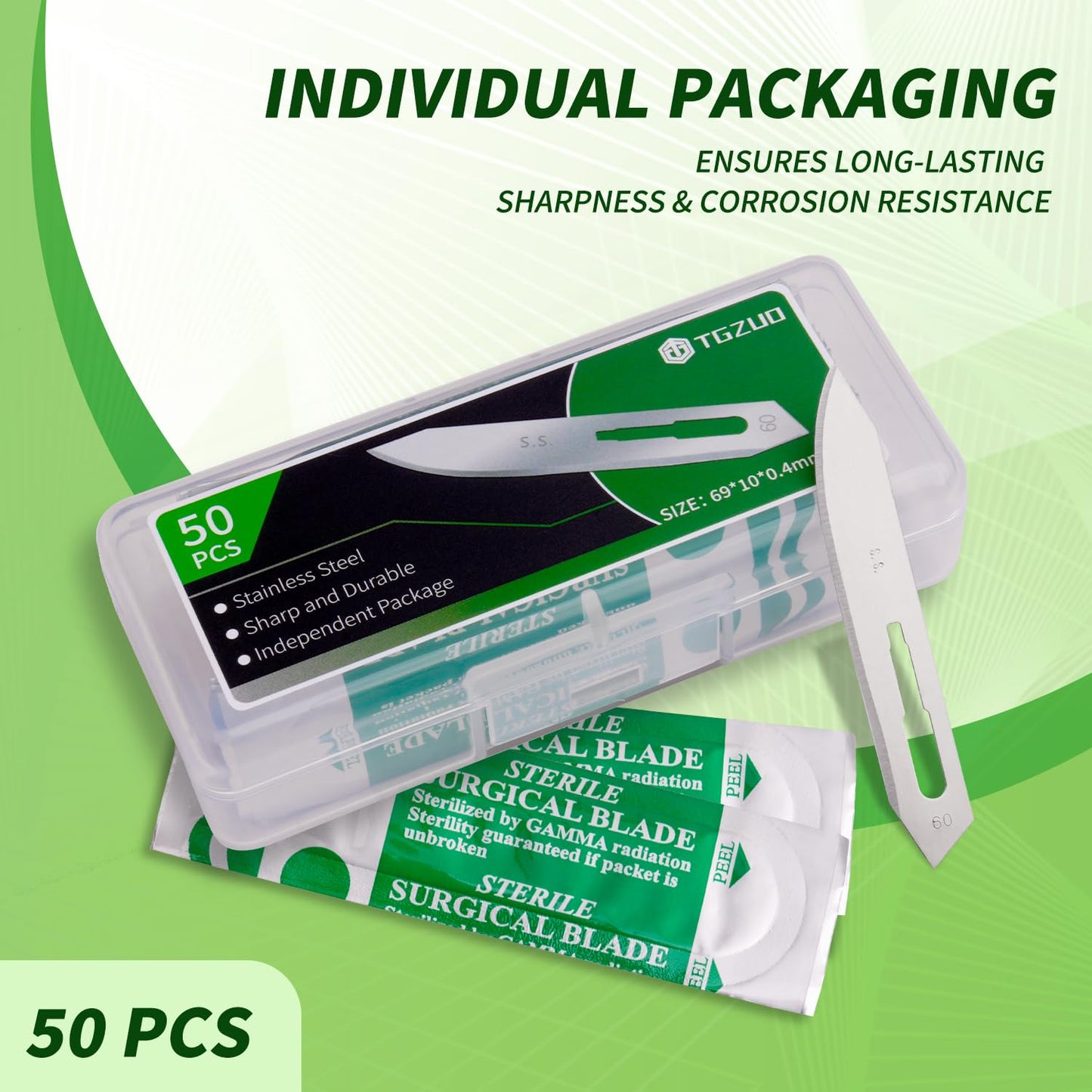 50pcs #60 Scalpel Blades Replacement, Utility Knife Stainless Steel Blades, Blades for Precision Cutting Craft Use & DIY Projects